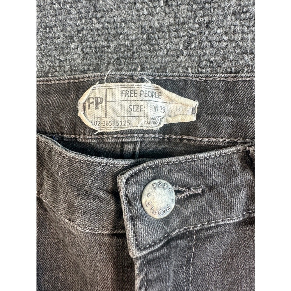 Free People Womens Mid Rise Flare Jeans Frayed Hem Charcoal Grey Size 29 - Picture 3 of 10